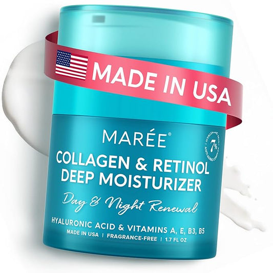 MAREE Face Moisturizer Retinol Cream for Face - Wrinkle Cream for Women - Anti Aging Face Cream - Facial Moisturizer with Collagen - Crema Hidratante Para la Cara for Skin Tightening