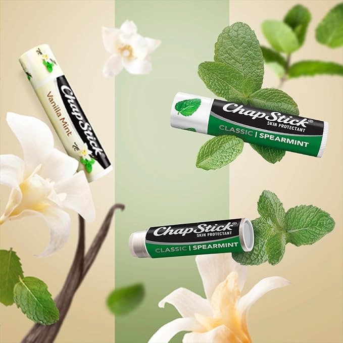 ChapStick Lip Balm, Mint Favorites (Vanilla Mint, Minty Delight, and Peppermint) + 2 Classic Spearmint, 0.15 Oz Ea (5 Piece Set)