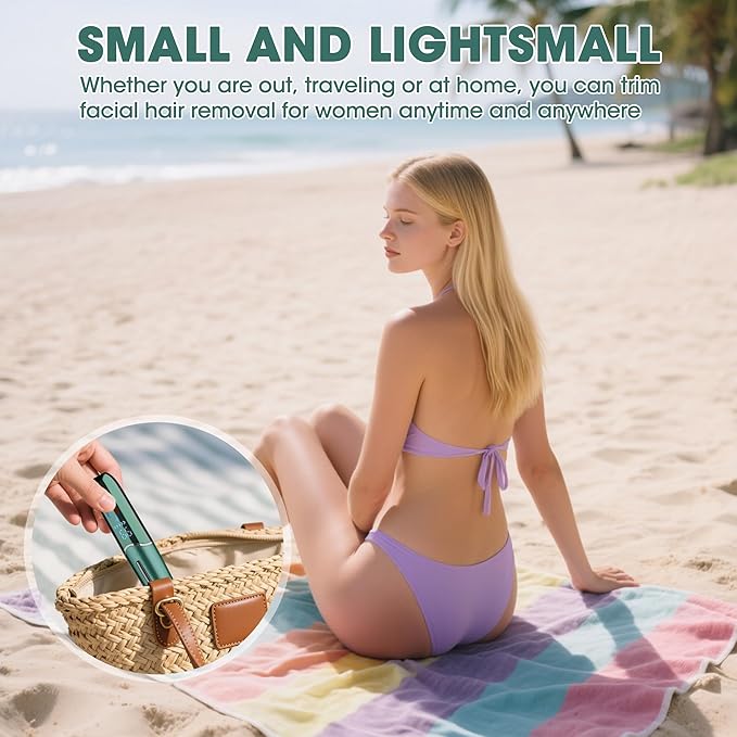 Karrte 6-in-1 Electric Razor for Women's Pubic Hair, Painless Body Shaver and Facial Epilator, Hair Removal for Face, Bikini Trimmer for Women's Private Area Green