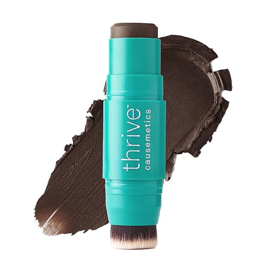 Thrive Causemetics Triple Threat Color Stick: Cream Bronzer & Contour Stick with Vitamin E, Evening Primrose Oil, Waterproof Smudge Proof Face Makeup Formula, Kayla (Deep Golden)