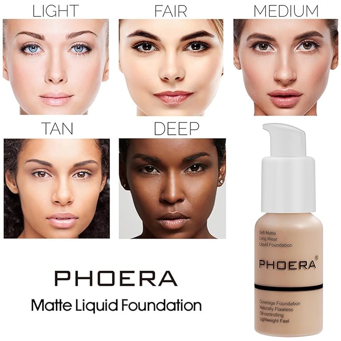 PHOERA Foundation Full Coverage,and Medium Coverage 2024 New PHOERA Foundation Makeup for Mature Skin,Lightweight Wrinkles Matte Natural Finish for a Flawless Complexion(104+N03/Buff Beige+Buff Beige)
