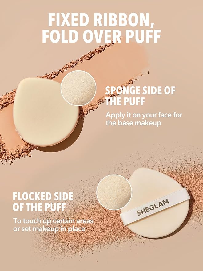 SHEGLAM SKin-Focus Full Coverage Powder Foundation Oil-Control Lightweight Face Pressed Powder Makeup-Caramel