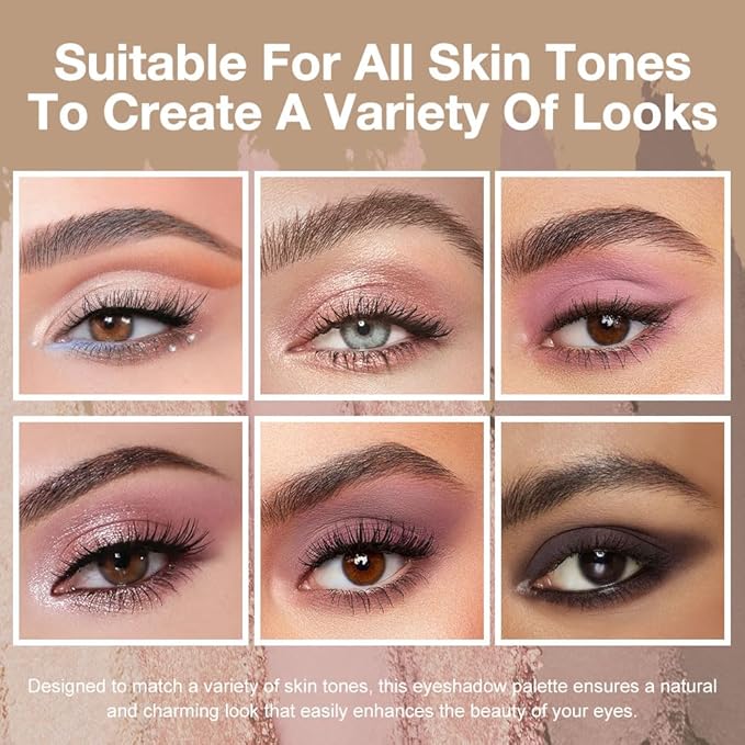 evpct 6 Colors Eye Shadow Palette Makeup for Older Women Green Eyes, Nude Pink Mauve Rose Gold Black Coffee Sparkle Shimmer Glitter Matte High Pigment Mini Travel Eyeshadow Palette, Built in Mirror