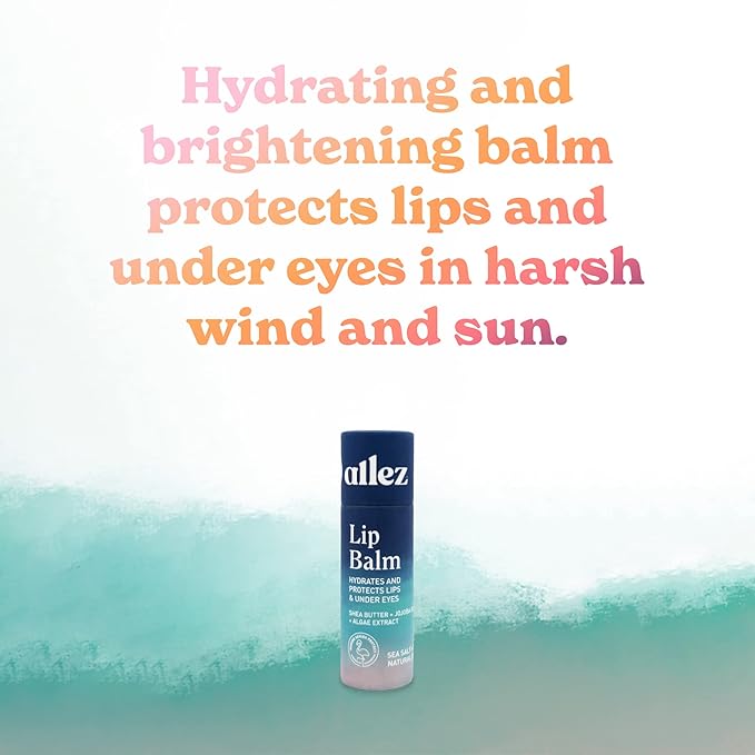 Vegan Lip & Eye Balm, Plant-Based Formula with Shea Butter, Jojoba Oil & Algae Extract for Skin Hydration & Protection, Sea Salt + Kelp Scent, 6-Pack