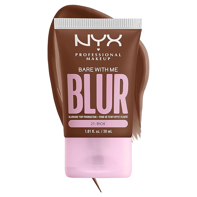 NYX PROFESSIONAL MAKEUP Bare With Me Blur Skin Tint Foundation Make Up with Matcha, Glycerin & Niacinamide - Rich