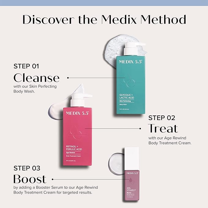 MEDIX 5.5 Body Scrub Skin Care Glycolic Acid Exfoliating Body Cleanser KP Bump Eraser | AHA + Lactic Acid Anti Aging All Skin Type Wash | Keratosis Pilaris & Acne | Body & Face Wash Exfoliate, 2-Pack