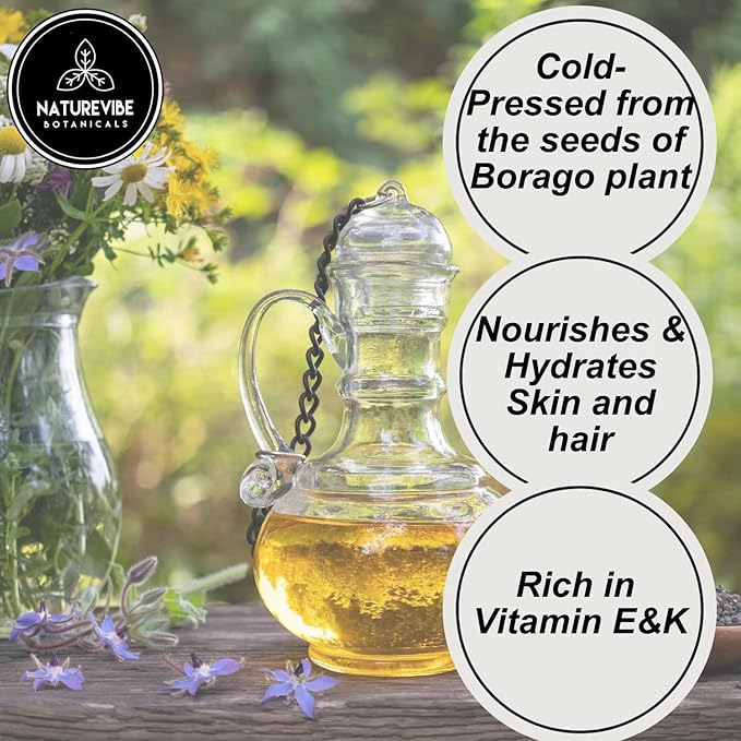 Naturevibe Botanicals Borage Oil 32 Ounces | 100% Pure and Natural | Great for Skin Care and Hair Care