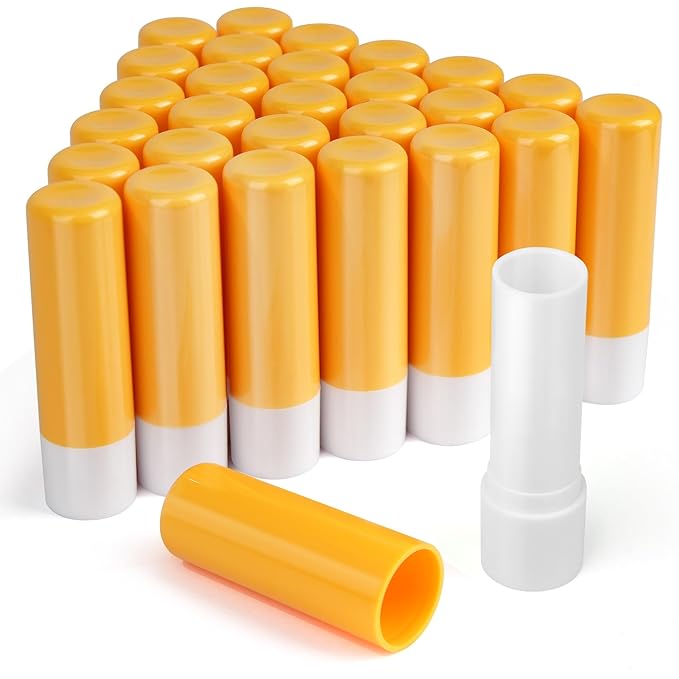 LotFancy Lip Balm Tubes Empty, 28Pcs 4.5ml Lip Balm Container Tubes with Yellow Caps, BPA Free & Leak Free, Refillable