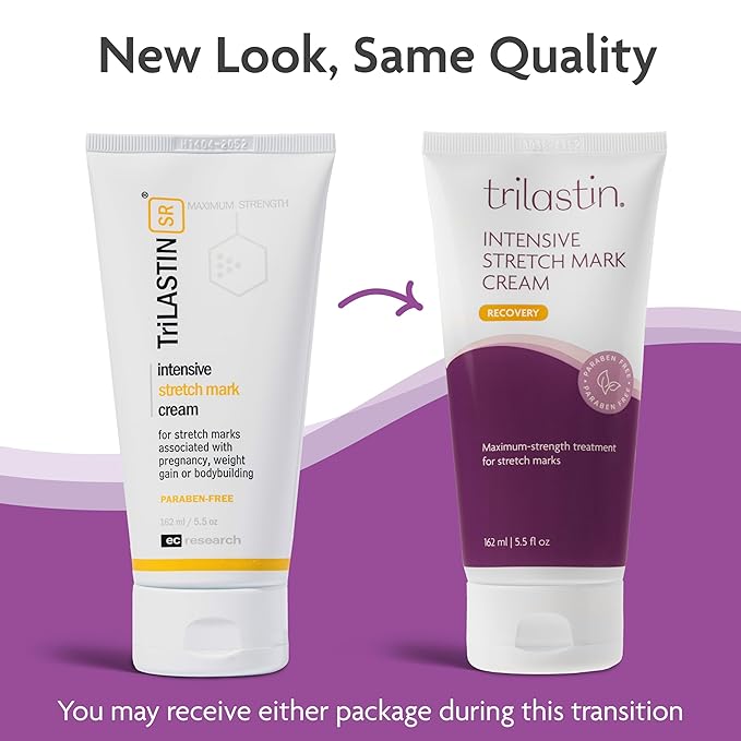 TriLASTIN-SR Intensive Stretch Mark Cream (5.5 oz.) for Pregnancy, Scar Cream and Moisturizing Lotion, Cocoa Butter, Scar Treatment, Hypoallergenic and Paraben-Free