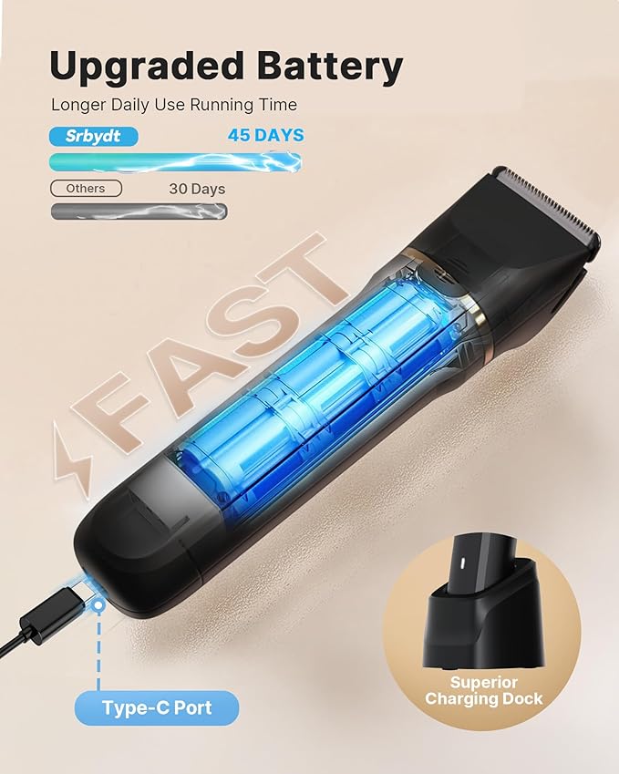 Upgraded Bikini Trimmer for Women, Dermave Bikini Shaver [2in1 & Painless] Electric Razor, [Waterproof] Pubic Body Hair Trimmer, Replaceable Ceramic Blade, Charge Dock, Gifts for Women/Men