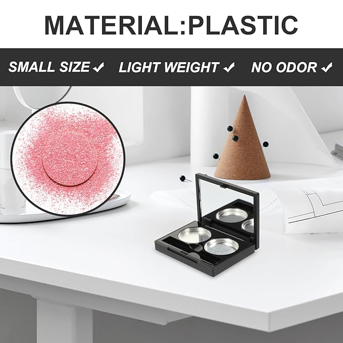 Empty Magnetic Eyeshadow Makeup Palette with 2Pcs Round Metal Pans,Magnetic Makeup Palette, Empty Makeup Palette，Aluminum Blush Empty Magnetic Eyeshadow Case,Customizable Beauty Organizer