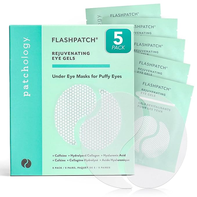 Patchology Under Eye Gel Patches – Natural Eye Masks for Puffy Eyes, Dark Circles & Eye Bags, Soothing Skincare Treatment for All Skin Types, Beauty & Personal Care Essentials (5 Pairs)