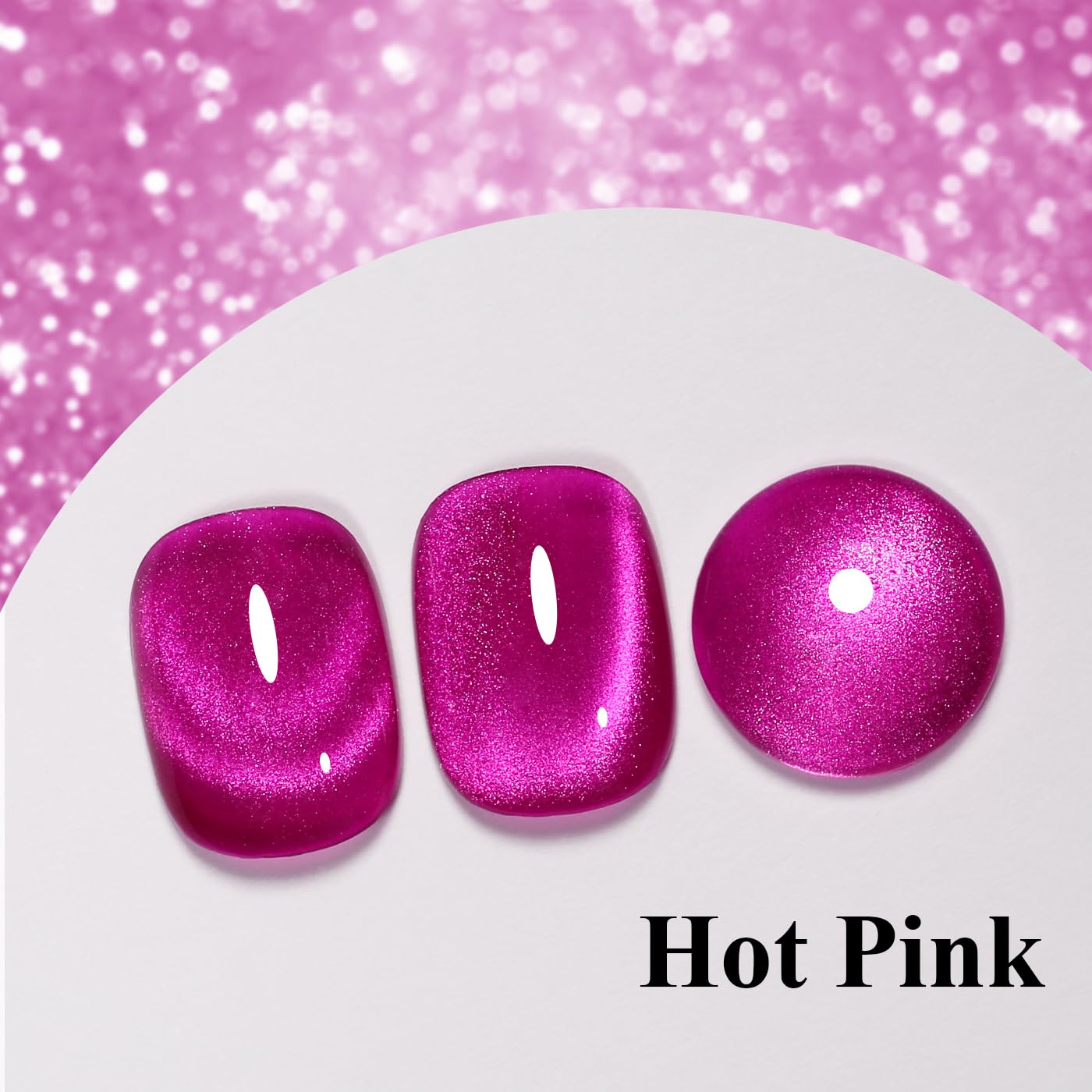 Imtiti Cat Eye Gel Nail Polish, Hot Pink Holographic Magnetic Crystal Nail Gel Polish With Magnet Glittery Galaxy Spring Summer Kit Soak Off UV Led 10ML