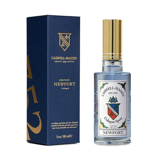 Caswell-Massey Gold Cap Newport Cologne Spray, Scents of Sandalwood, Cedar & Citrus, Fragrance For Men, Made In The USA, 3 Oz