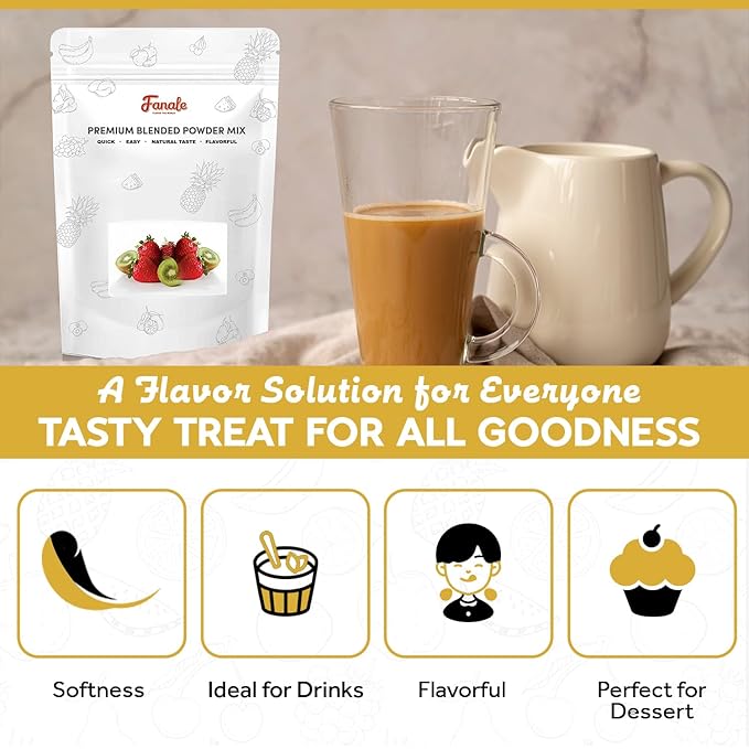 Fanale Premium Milk Tea Flavoring Powder | Perfect for Baking, Smoothies, Desserts and Drinks | Instant Flavoring Powder for Boba Milk Tea - 2.2 Pounds (Pack of 20)