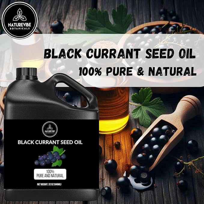 Naturevibe Botanicals Black Currant Oil 32 Ounces | 100% Pure and Natural | Great for Skin Care and Hair Care