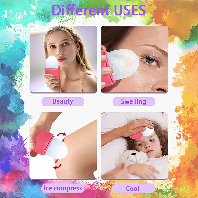 Ice Roller for Face and Eye, Ice face roller,Gua Sha Facial Tools, Facial ice roller, Skin Care Tools,Ice mold for face… (purple-face)