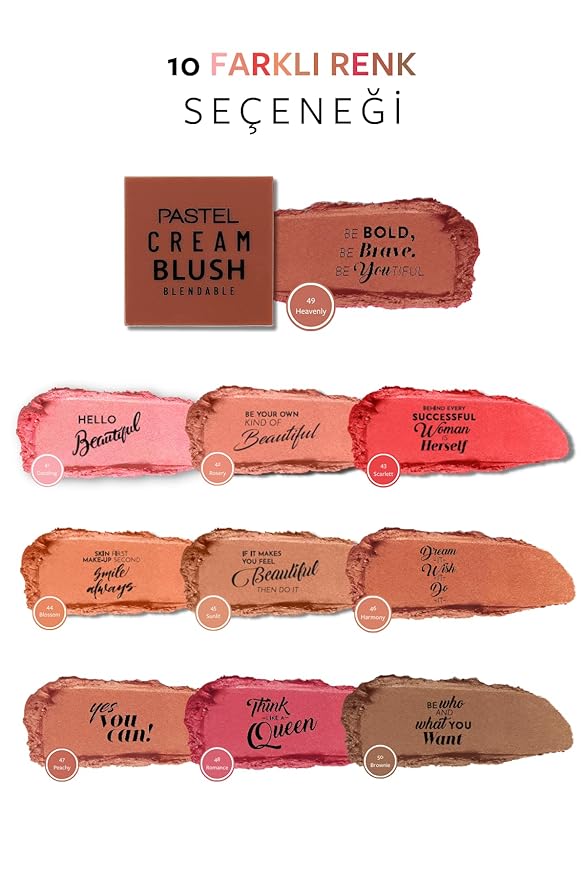 Pastel Cream Blush 49 | Fresh | Healthy & Natural Look | Ligh Weighted Formula | Sebum Control Richly Pigmented | Easily Blendable | Long Lasting | Semi Matte | 0.18 oz.