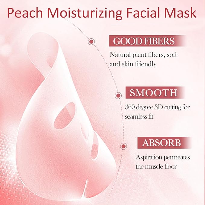 Peach Skincare Sets For Teen Girls, Complete Skin Care Routine With Facial Moisturizer, Face Cleanser, Face Mask, Peach Serum, Hand Cream & Toner, 7-In-1 Facial Skincare Set For Women