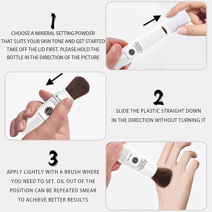 Mineral Sunscreen Setting Powder, SPF 35 Translucent Loose Powder, Mineral Brush Powder, Oil Control Natural Matte Finish, Lasting Lightweight Breathable for All Skin (#03 White)