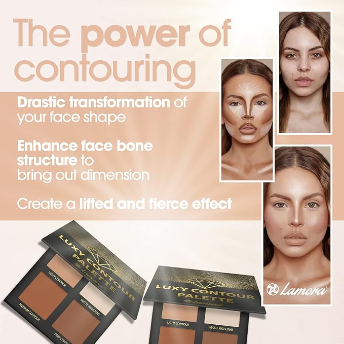 Contour Palette Powder Contour Kit - Contouring Makeup Palette With Mirror - 4 Highly Pigmented Matte Colors For Contouring And Highlighting - Vegan, Cruelty Free And Hypoallergenic