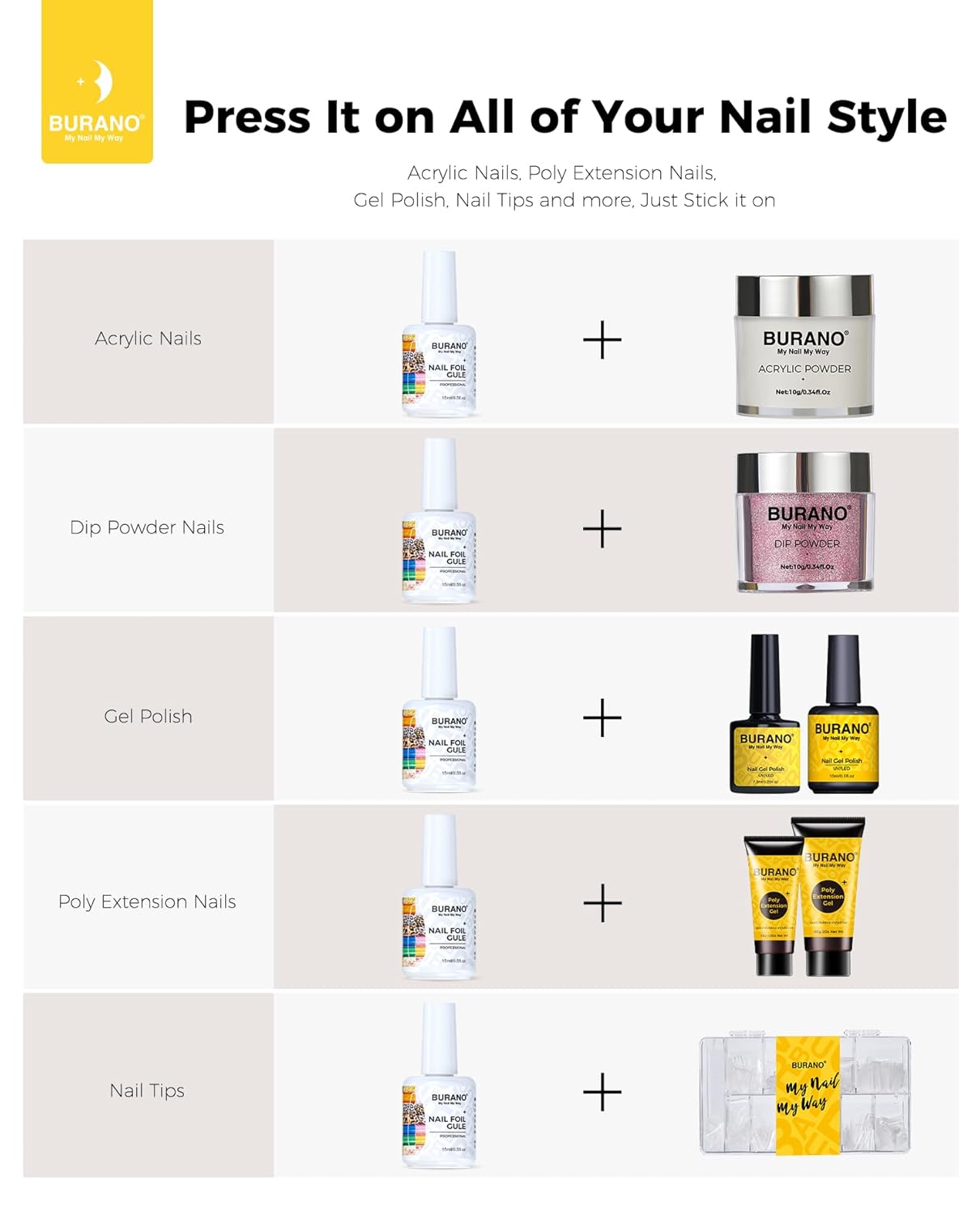 BURANO Nail Art Nail Foil Glue Gel, o.5 oz with 10PCS Foil Stickers Set Nail Foil Glue for Nails Foil Transfer Gel, Nail Design DIY UV LED Lamp Required (Flower Foil 11)