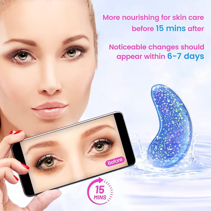 Under Eye Patches (24 Pairs) - Eye Gel Pads for Wrinkles, Puffy Eyes, Dark Circles, Eye Bags, Natural Collagen Eye Gels Pads, Under Eye Mask Patches for Refreshing, Revitalizing