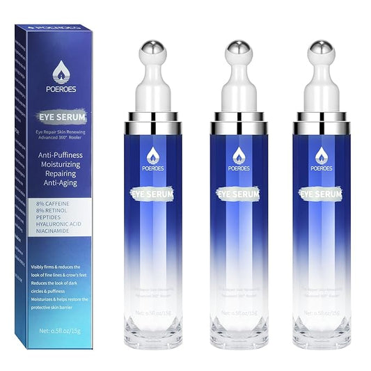 eye serum for dark circles and puffiness - 8% Caffeine, 8% Retinol - Dark Circle Remover, Puffy Eyes & Bags - Under Eye Cream, 1.5 fl. oz