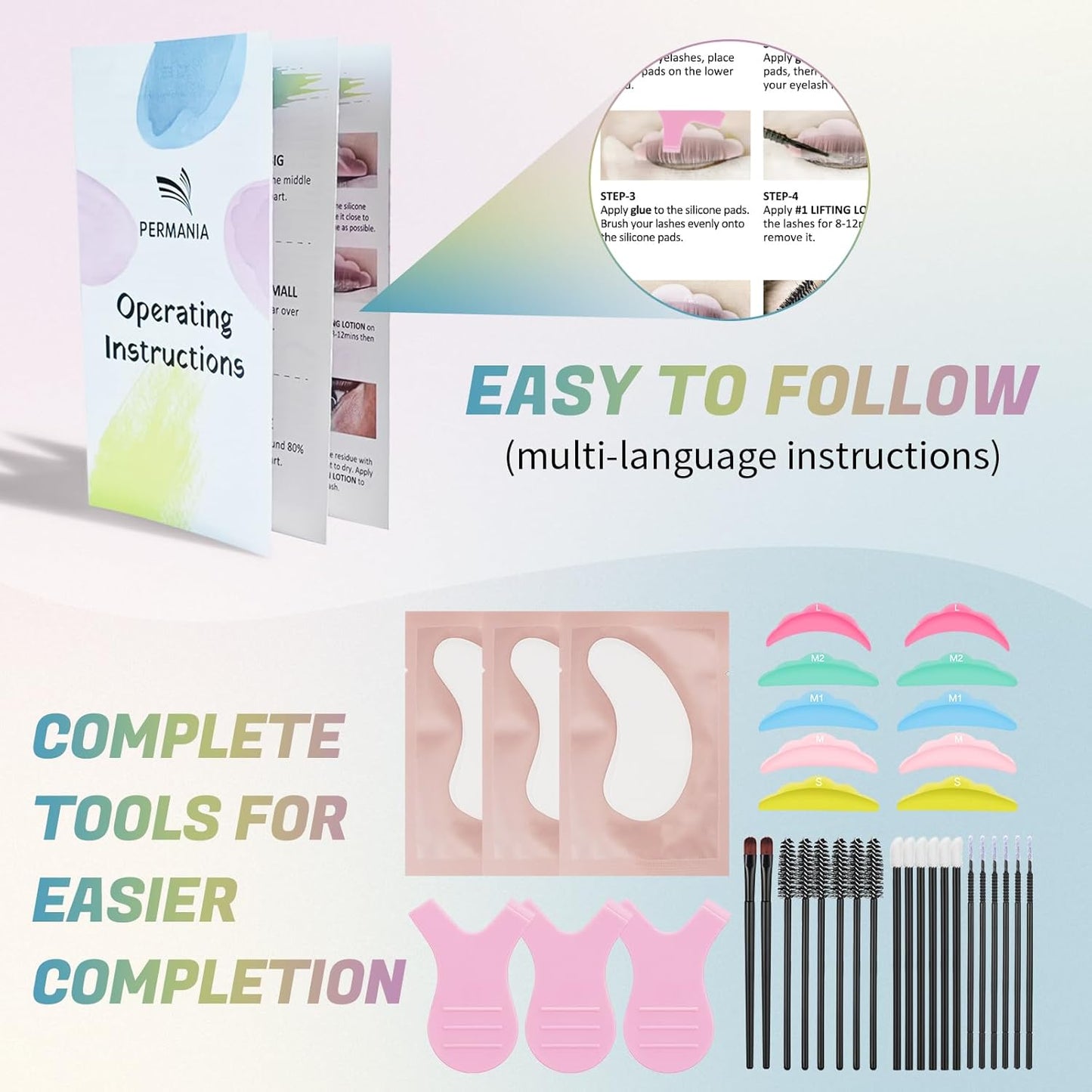 PERMANIA Lash Lift Kit, Tube Design Easy to Apply Brow Lamination Kit, for Natural Results Instant Lifting & Curling with Detailed Instruction (with Liquid Glue)