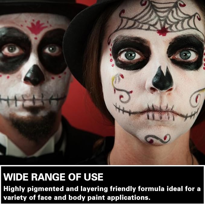 3 PCS Black White Red Face Body Paint Halloween Special Effects Makeup Kit Oil Based Cream Face Paint Kit for Cosplay Party Clown Zombie Stage Sfx Makeup