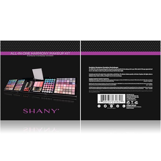 SHANY All In One Harmony Makeup Set - Ultimate Color Combination - Eyeshadows, Blush Powder, Lip-gloss Lipstick, Mini Makeup brushes, Makeup applicators, HOLIDAY GIFT IDEA - New Edition