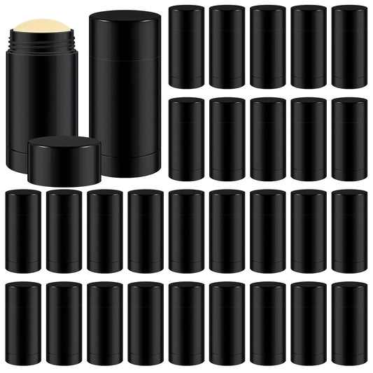 30 Pcs Empty Deodorant Containers Twist up Filling Stick Plastic Deodorant Container Refillable Bottles Bottomfill Round Lip Balm Tubes for Homemade DIY Lipstick Crayon(15 ml,Black)