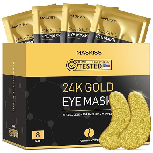 24k Gold Under Eye Patches (8 Pairs), eye mask, Collagen Skin Care Products, Eye Patches for Puffy Eyes, eye masks for dark circles and puffiness