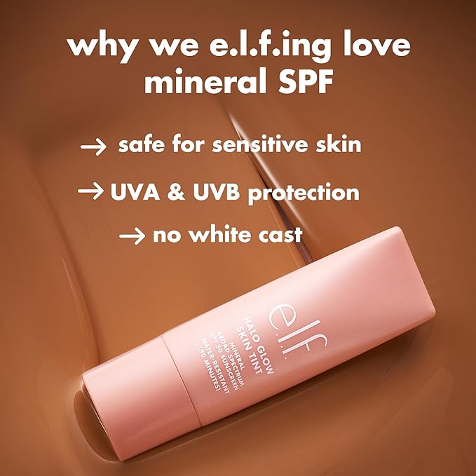 e.l.f. Halo Glow Skin Tint SPF 50, Tinted Moisturizer For Light, Buildable Coverage, Creates A Natural Glow, Vegan & Cruelty-Free, 2 Fair Warm