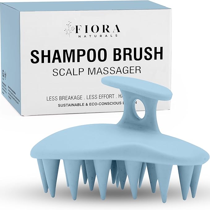 Fiora Naturals Scalp Massager Shampoo Brush - Silicon Scalp Scrubber & Exfoliator for Dandruff Removal and Hair Growth, Scalp Brush for Wet & Dry Hair, Shampoo Brush for Men, Women, Kids - BPA Free