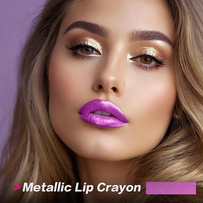 FOCALLURE Ultra Chic Metallic Lipstick,Rich Vitamin E Lip Crayon,Lightweight Shinning Color without Drying or Fading,Long Lasting Lips Makeup,#31 Utopia