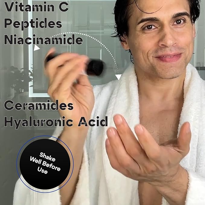 Titan Anti-Aging Peptides Serum for Face – High Potency Mens Peptide Serum Moisturizer – Mens Skin Care – Men, Dark Spots, Wrinkles, Fine Lines – Peptides, 5% Niacinamide, HA – Unscented