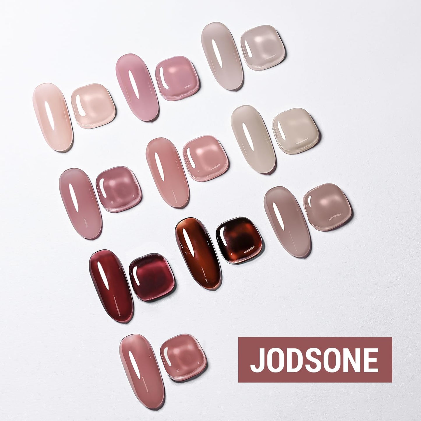 JODSONE 12PCS Gel Nail Polish Set 10 Translucent Jelly Colors Natural, Elegant & Long Lasting For Home & Salon Use