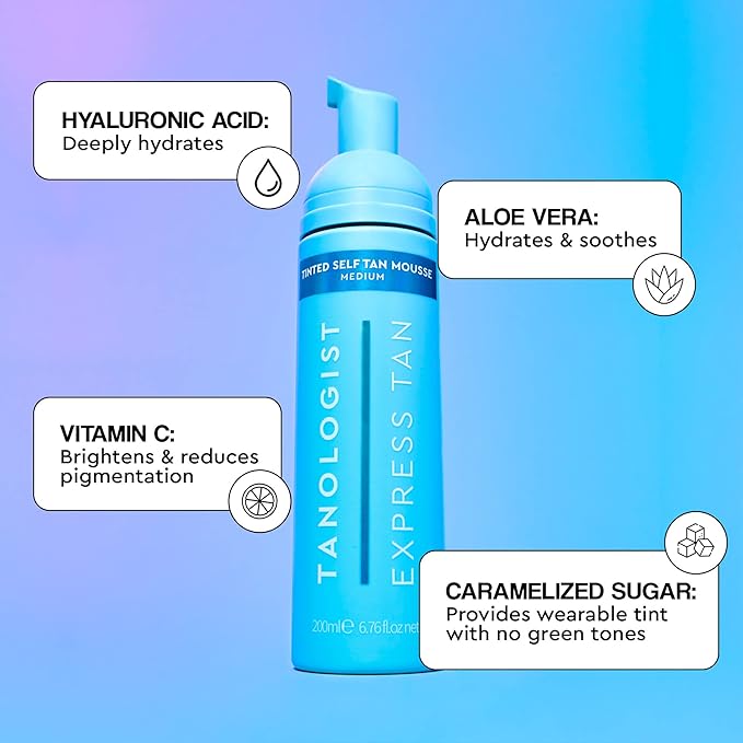 Tanologist Medium Self Tan Mousse, Tinted Self-Tanning Mousse, Streak-Free, Natural Glow, No Fake Tan Smell Or Orange Tone, Long Lasting, Clean Ingredients, Vegan, 6.76 fl. oz/200 ml Bottle