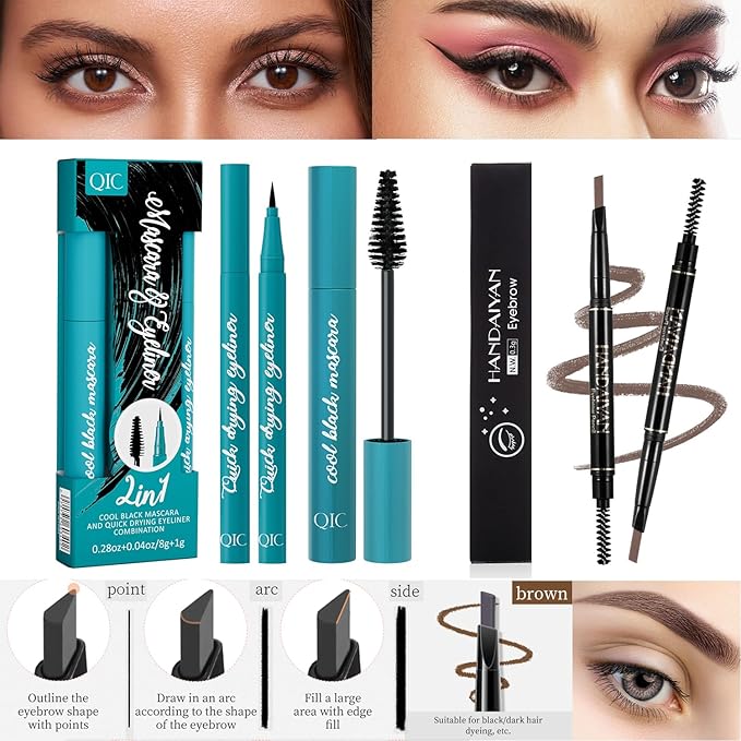 All In One Makeup Kit Full Kit, 3 Pcs Cream Contour Sticks,12 Colors Eyeshadow Palette,Full Coverage Foundation, 6 Colors Lipstick Set, Waterproof Eyeliner and Mascara(104# Buff Beige)