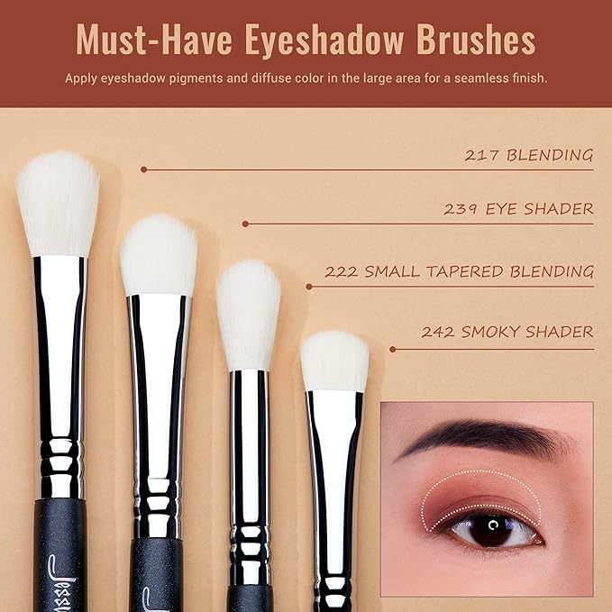 Jessup Eyeshadow Brush Set 11pcs Eye Makeup Brushes Set Professional Eye Shadow Brush Blending Brush Shader Crease Brush Black T340