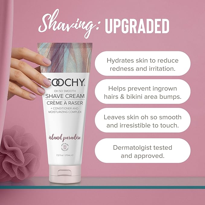 Coochy Intimate Shaving Cream | Shave Conditioner & Moisturizer for Face & Body | Ideal for Sensitive Skin Care, Anti-Bump | Island Paradise, 3.4 oz