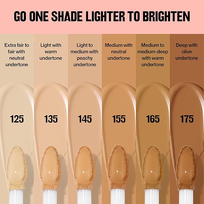 Revlon Glimmer Brightening Concealer, Liquid Under Eye Makeup, Made with Caffeine, Vitamin C, & Stevioside, 175, 0.3 fl oz