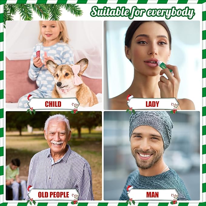 36 Pcs Lip Balm Bulk Easter Basket Stuffers Christmas Gifts for Kids Holiday Lip Balm Moisturizing Stick Lip Care Multipack Flavored Lip Balm for Party Supplies in 6 Flavors (Santa Claus)