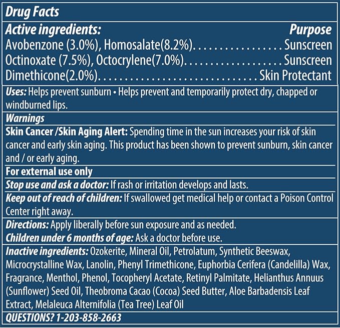 Dermatone Lip Balm SPF 30 | Medicated | Moisturizing | Cocoa Butter, Aloe, Vitamin E | Soothe & Replenish Chapped Lips | 2-Pack, 0.15 oz sticks