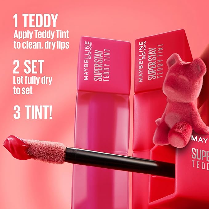 Maybelline Super Stay Teddy Lip Tint, Long Lasting Matte Lipstick For Up To 12HR Wear, Pinky Promise, 1 Count