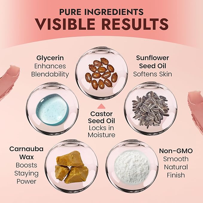 Organic Blush Tube, Rose - 100% Natural Vegan Cream Blush Sticks, Multi-Use Bronzer, & Highlighter for Lips, Cheeks & Eyes, Buildable Shimmer, Gluten-Free, Paraben-Free, Made in USA