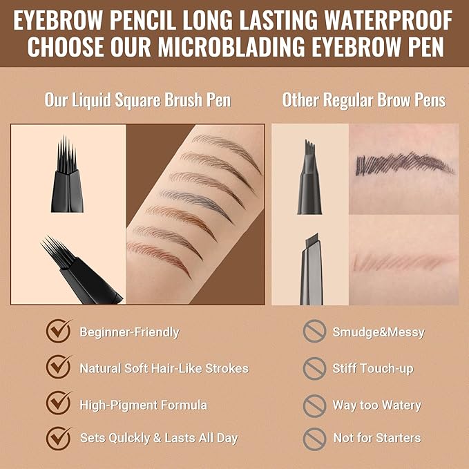 iMethod Eyebrow Pen - Eyebrow Pencil,2-in-1 Eyeliner Dual-Ended Microblading Eyebrow Pencil Long Lasting Waterproof Hair-Like Brow Pencil,with Eyebrow Brush,Eyebrow Pencils for Women,Reddish Brown