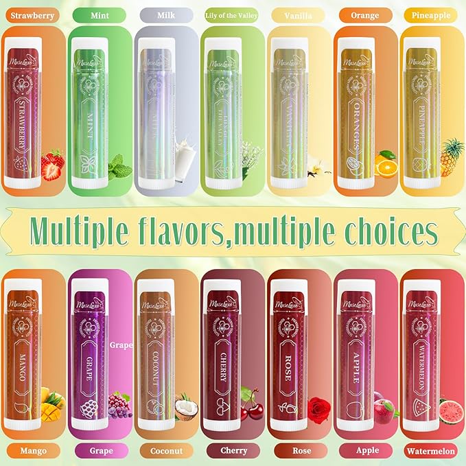 28 Pack Lip Balm,Natural Lip Balm Bulk with Vitamin E and Coconut Oil,14 Flavored Lip Balm Set, Lip Care Product, Moisturizing & Soothing Chapped Lips,Bulk Gifts for Women Party Favors
