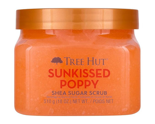 Tree Hut Sunkissed Poppy Shea Sugar Scrub | Exfoliating Body Scrub Removes Dead, Dry Skin for a Soft & Hydrated Feel | Nourishing Essential Body Care | 18 fl oz.